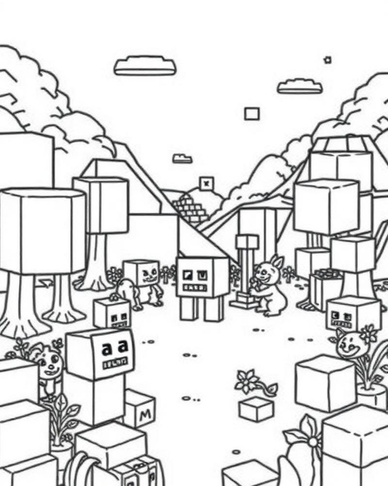 Desenho para colorir tema Minecraft